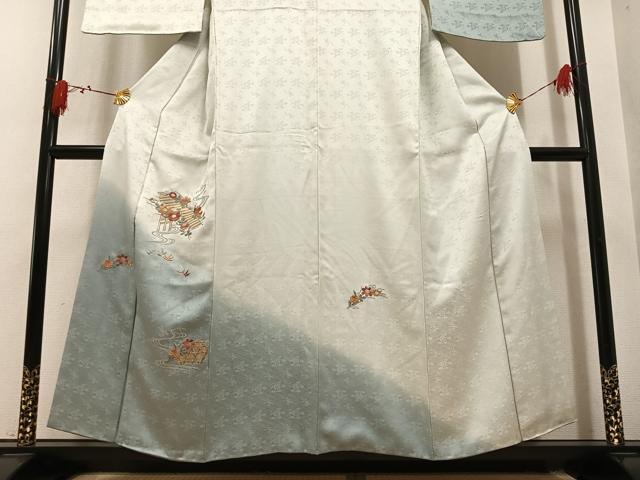 平和屋着物●訪問着 刺繍 草花文 暈し染め 金糸 正絹 逸品 AABL1793ph