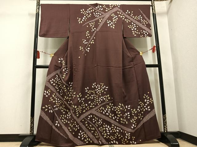 平和屋着物●訪問着 総絞り 舞葉文 正絹 逸品 AABL1800ph