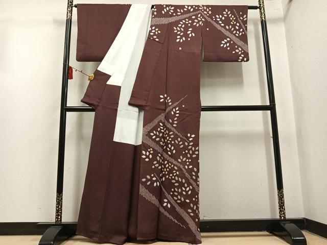 平和屋着物●訪問着 総絞り 舞葉文 正絹 逸品 AABL1800ph