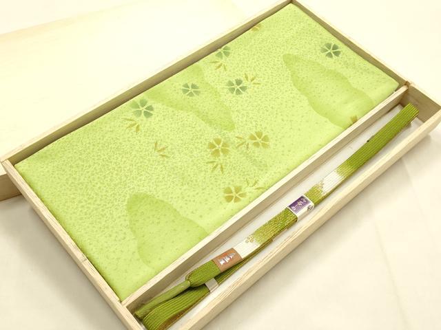 平和屋本店●和装小物 帯締め・帯揚げセット 高麗組 舞花文 金糸 金彩 暈し 正絹 逸品 未使用 AABL1819ay