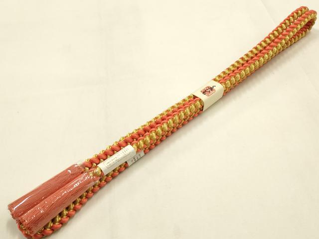平和屋本店●和装小物 振袖用帯締め・帯揚げセット 柄絞り 舞蝶花文 三分金糸 金彩 撚り房 正絹 逸品 未使用 AABL1880ay