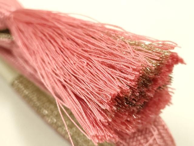 平和屋本店●和装小物 帯締め・帯揚げセット 高麗組 綾出し 枝花文 金糸 暈し染め 正絹 逸品 未使用 AABL1881ay