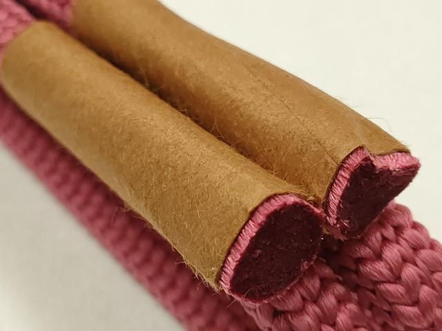 平和屋着物●和装小物 帯締め・帯揚げセット 丸組 草木染 百人一首地紋 今様色 さが美扱い 正絹 逸品 未使用 AABL1902ay