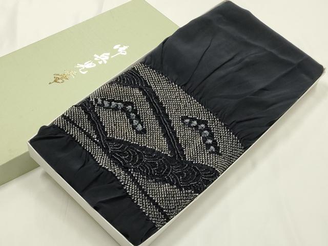 平和屋着物▼男性 和装小物 兵児帯 中抜き絞り 立波吉祥文 正絹 逸品 AABL1929ay