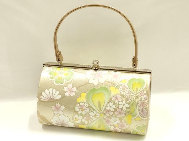 平和屋着物▼和装小物 和装バッグ 振袖用 ハンドバッグ 花柄 金彩 逸品 AABL1932ay