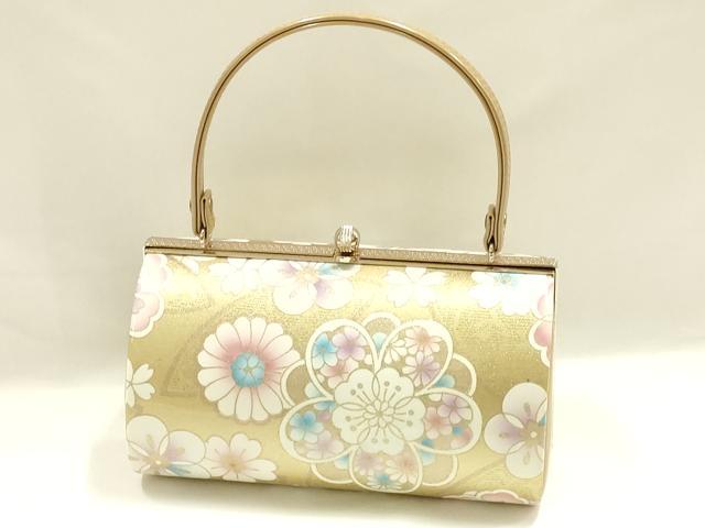 平和屋着物▼和装小物 和装バッグ 振袖用 ハンドバッグ 花柄 金彩 逸品 AABL1933ay