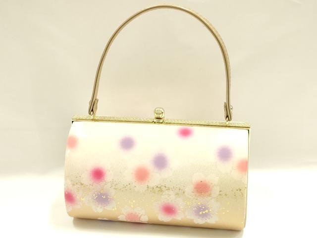 平和屋着物▼和装小物 和装バッグ 振袖用 ハンドバッグ 花柄 金彩 暈し 逸品 AABL1936ay