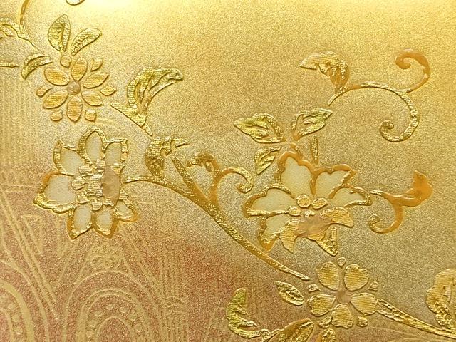 平和屋着物▼和装小物 和装バッグ ハンドバッグ 更紗風景花文 金彩 逸品 AABL1952ay