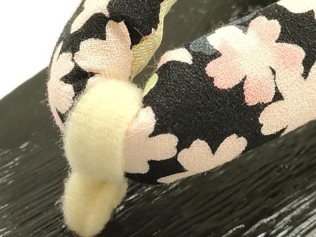 平和屋着物▼和装小物 下駄 桐下駄 鼻緒:花柄 逸品 未使用 AABL1965ay