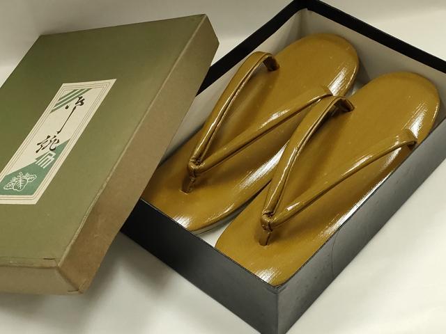 平和屋着物▼和装小物 和装草履 桑茶色 箱付き 逸品 未使用 AABL1974ay