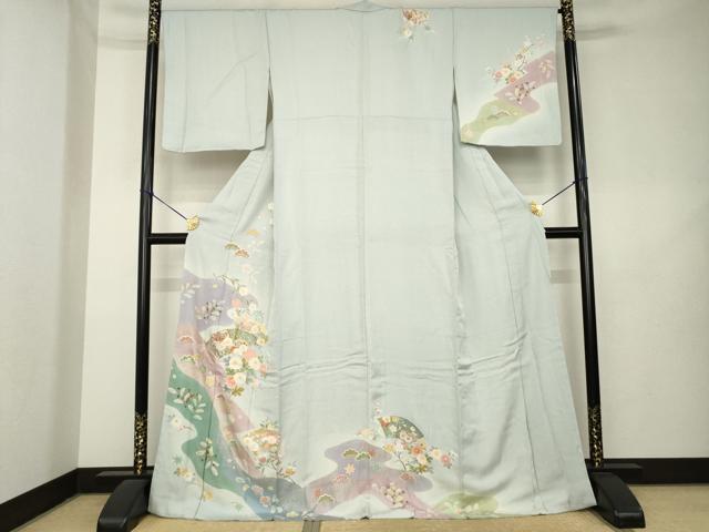 平和屋着物●訪問着 駒刺繍 地紙花文 金彩 正絹 逸品 AABL2004ck