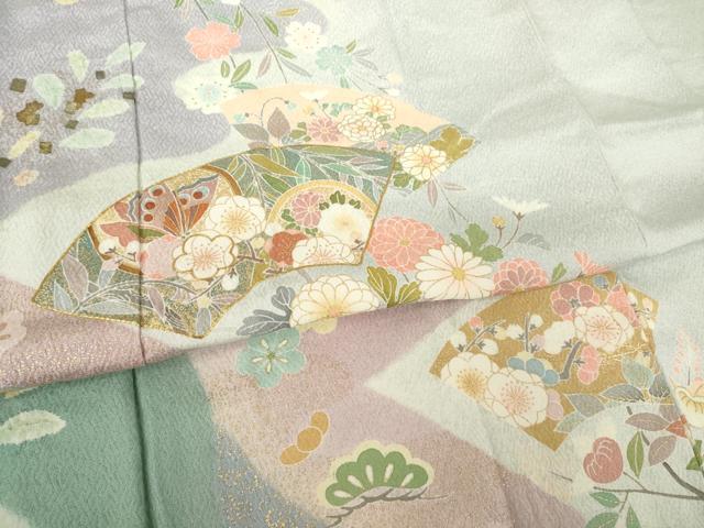 平和屋着物●訪問着 駒刺繍 地紙花文 金彩 正絹 逸品 AABL2004ck