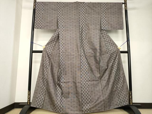 平和屋着物●本場大島紬 9マルキ 麻の葉間道 やまと誂製 正絹 逸品 AABL2012ck