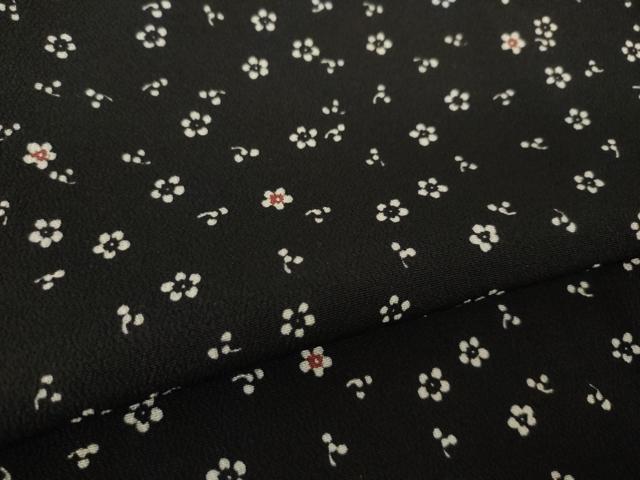 平和屋着物●京都老舗銘店・に志田 小紋 小花文 黒地 たとう紙付き 正絹 逸品 AABL2014ck