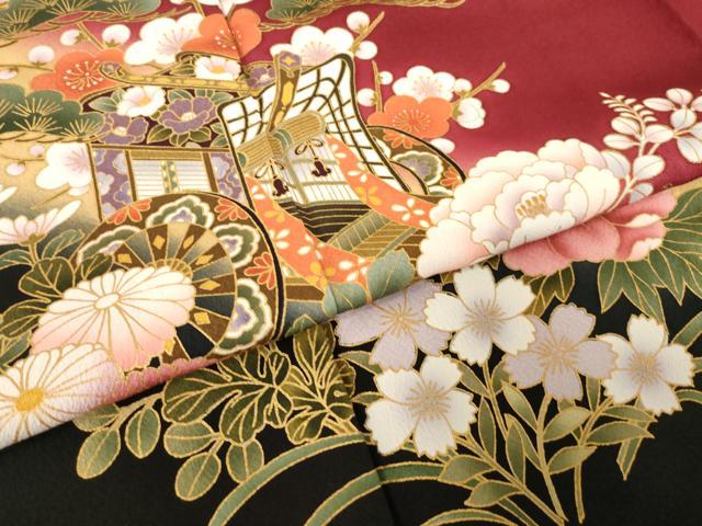 平和屋着物●豪華振袖 御所車花文 暈し染め 金彩 正絹 逸品 AABL2021ck