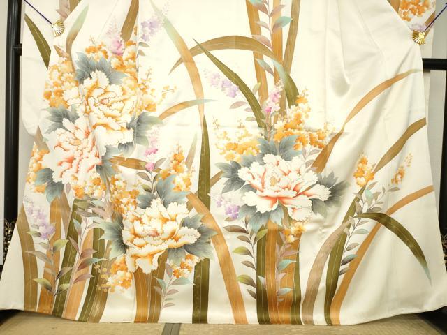 平和屋着物●豪華振袖 駒刺繍 草花文 金彩 正絹 逸品 AABL2022ck