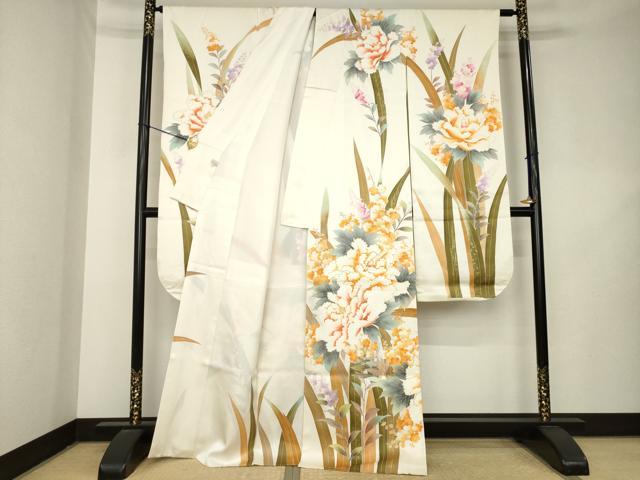平和屋着物●豪華振袖 駒刺繍 草花文 金彩 正絹 逸品 AABL2022ck