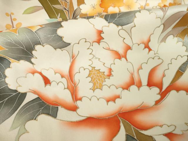 平和屋着物●豪華振袖 駒刺繍 草花文 金彩 正絹 逸品 AABL2022ck