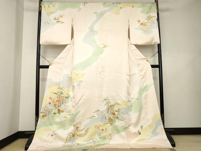 平和屋着物●創業460年・千總 訪問着 御所車花文 暈し染め 高島屋扱い ロング丈 正絹 逸品 AABL2027ck