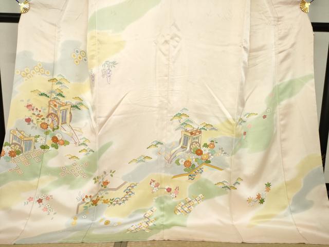 平和屋着物●創業460年・千總 訪問着 御所車花文 暈し染め 高島屋扱い ロング丈 正絹 逸品 AABL2027ck