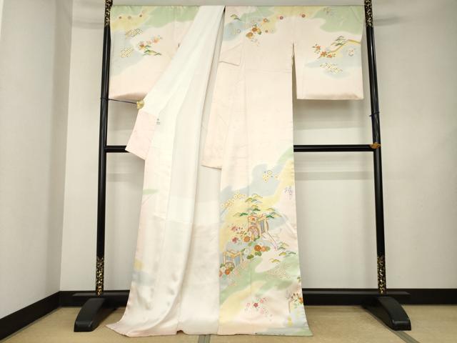 平和屋着物●創業460年・千總 訪問着 御所車花文 暈し染め 高島屋扱い ロング丈 正絹 逸品 AABL2027ck