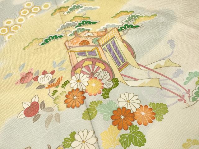 平和屋着物●創業460年・千總 訪問着 御所車花文 暈し染め 高島屋扱い ロング丈 正絹 逸品 AABL2027ck
