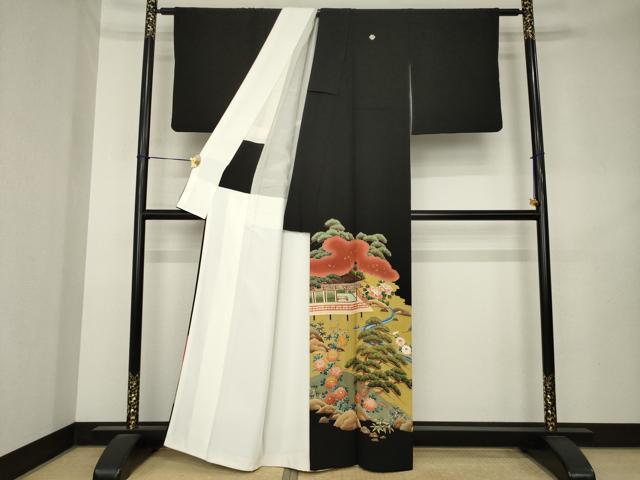 平和屋着物●豪華黒留袖 作家物 風景文 金彩 正絹 逸品 AABL2039ck