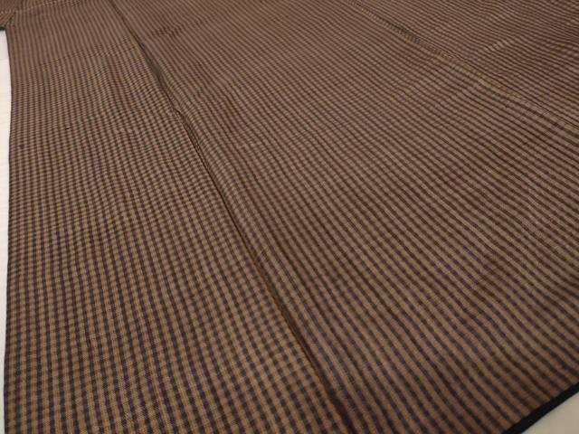 平和屋着物●男性 紬 格子 正絹 逸品 AABL2041ck