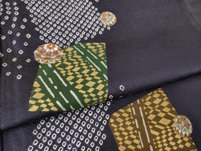 平和屋着物●訪問着 絞り 刺繍 色紙重ね毬文 金糸 金彩 正絹 逸品 AABL2048ck
