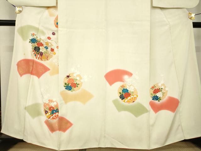 平和屋着物●訪問着 駒刺繍 地紙花文 暈し染め 金彩 正絹 逸品 AABL2054ck
