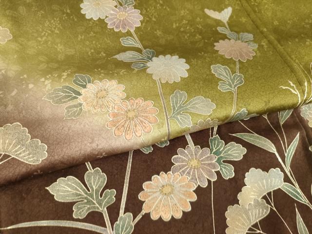 平和屋着物●訪問着 刺繍 草花文 暈し染め 金彩 正絹 逸品 AABL2057ck