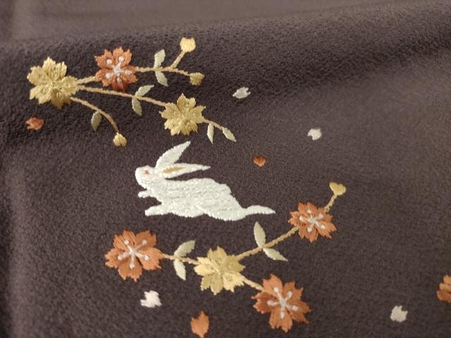平和屋着物●訪問着 総刺繍 兎花文 金糸 正絹 逸品 未使用 AABL2058ck