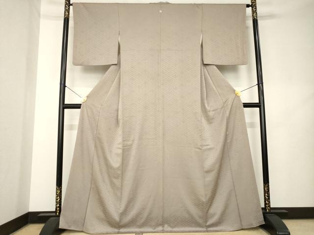 平和屋着物●上質な色無地 花菱地紋 江戸鼠色 正絹 逸品 AABL2059ck