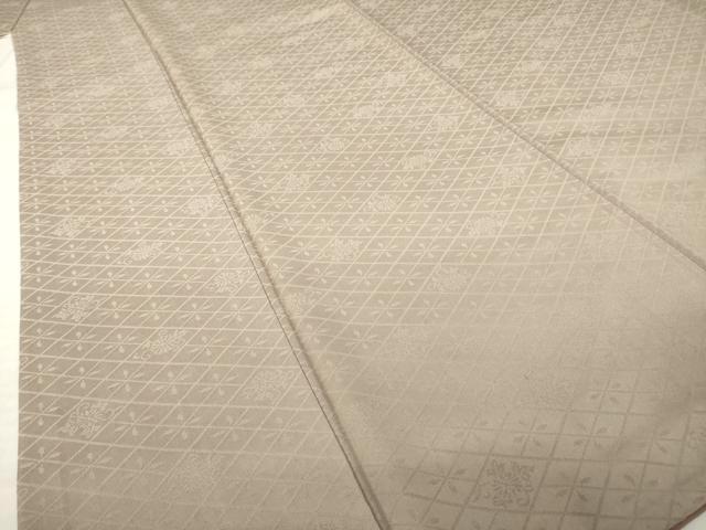 平和屋着物●上質な色無地 花菱地紋 江戸鼠色 正絹 逸品 AABL2059ck