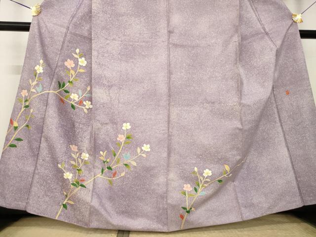 平和屋着物●本加賀友禅作家 成竹登茂男 白山紬 訪問着 枝花文 正絹 逸品 AABL2061ck