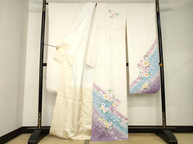 平和屋着物●豪華振袖 流水花文 暈し染め 正絹 逸品 AABL2062ck