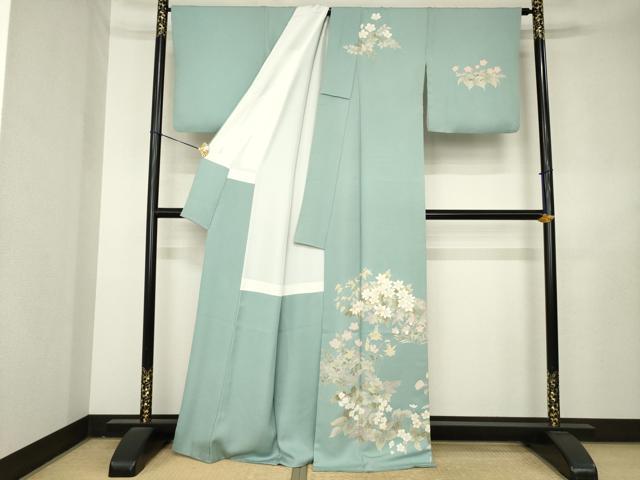 平和屋着物●訪問着 友禅 刺繍 草花文 金彩 正絹 逸品 AABL2065ck