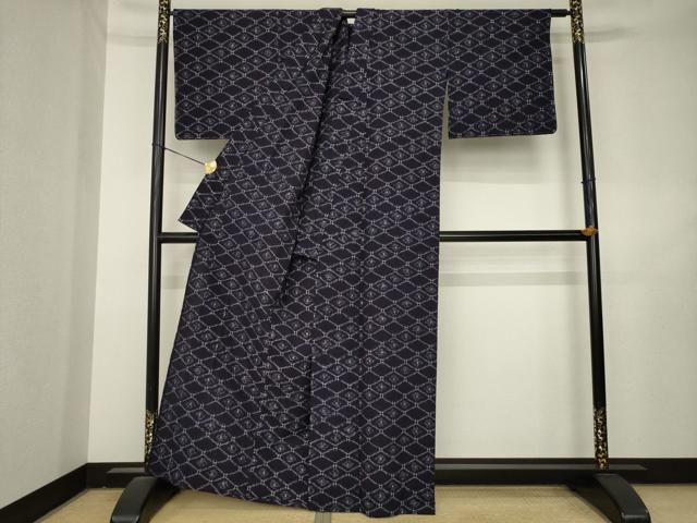 平和屋着物●久留米絣 単衣 有馬 下川繁雄作 証紙付き 綿 逸品 AABL2066ck