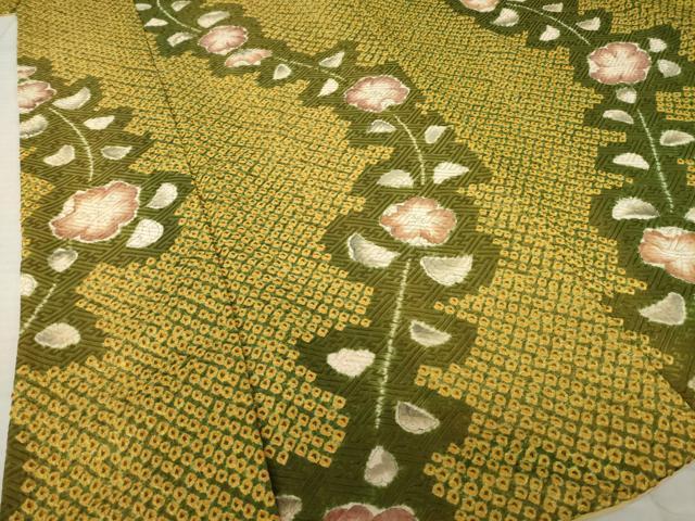 平和屋着物●上質な小紋 辻が花 絞り 舞花文 正絹 逸品 AABL2079ck