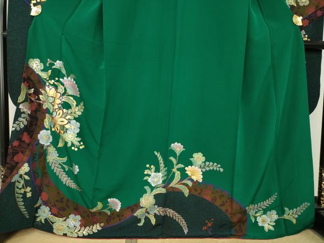 平和屋着物●豪華振袖 更紗花文 暈し染め 金彩 正絹 逸品 AABL2086ck