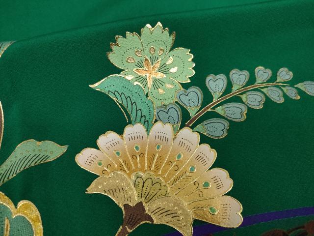 平和屋着物●豪華振袖 更紗花文 暈し染め 金彩 正絹 逸品 AABL2086ck