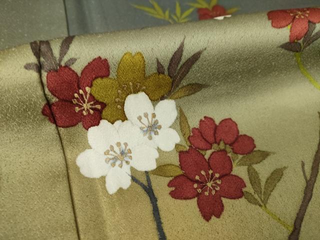 平和屋着物●二代目清次郎 手描き 訪問着 花筏文 暈し染め 金彩 正絹 逸品 AABL2089ck