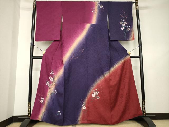 平和屋着物●訪問着 草花文 暈し染め 金彩 正絹 逸品 AABL2090ck