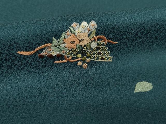 平和屋着物●上質な小紋 総刺繍 花筏文 正絹 逸品 AABL2091ck