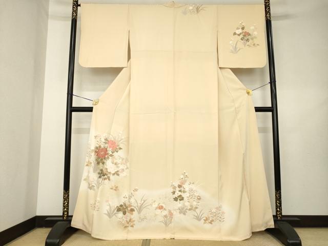 平和屋着物●訪問着 刺繍 草花文 暈し染め 金彩 正絹 逸品 AABL2094ck