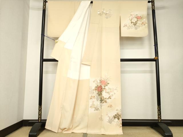 平和屋着物●訪問着 刺繍 草花文 暈し染め 金彩 正絹 逸品 AABL2094ck