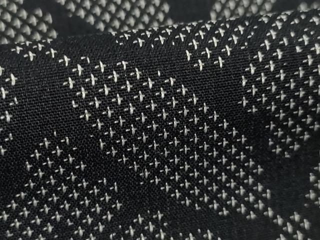 平和屋着物●上質な紬 七宝花文 黒地 正絹 逸品 AABL2095ck
