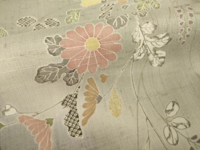 平和屋着物●染織の名門 しょうざん 生紬 訪問着 草花文 暈し染め 金彩 正絹 逸品 AABL2105ck