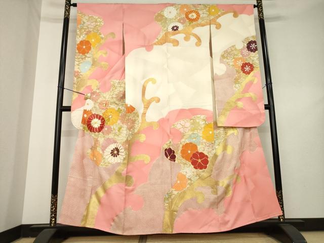 平和屋着物●豪華振袖 駒刺繍 花唐草文 金彩 正絹 逸品 AABL2114ck