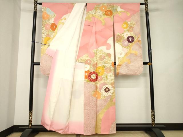 平和屋着物●豪華振袖 駒刺繍 花唐草文 金彩 正絹 逸品 AABL2114ck